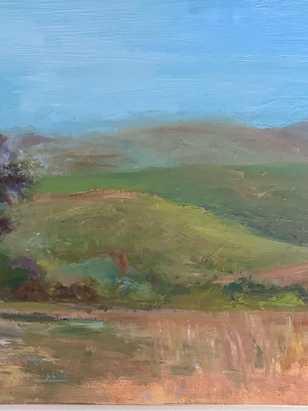 Original Plein Air Oil Landscape Painting in Green Blue, Earth hues -  Home Art